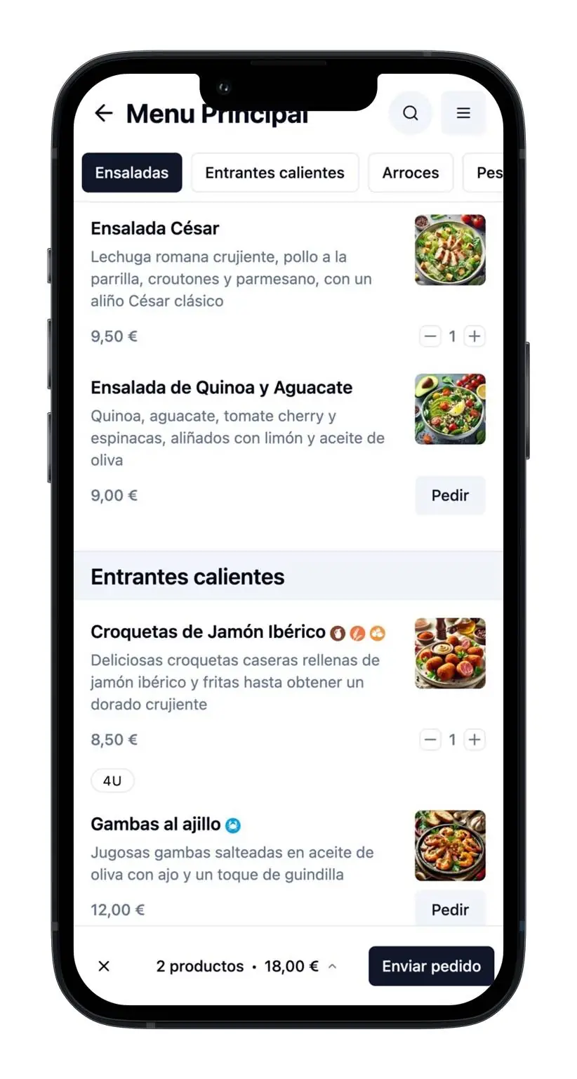 Pantalla de menú